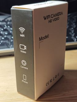 WiFi HD Video Camera Box with Listed Features WiFi HD camera box with feature icons and the text “Model”