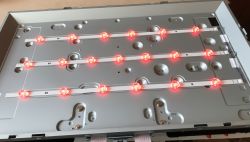LED backlight panel with red LEDs arranged in three rows