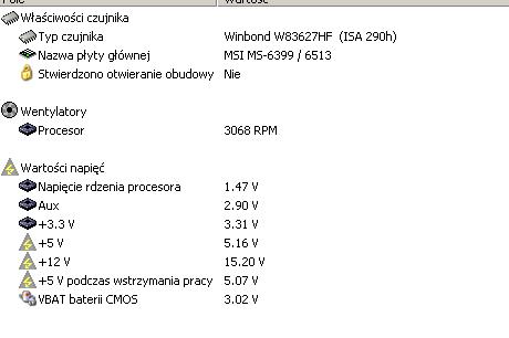 Napięcia na zasilaczu Chieftec 350W w MSI MS-06513 - czy to normalne?