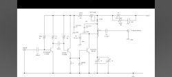 Electronic circuit diagram of an RF amplifier with components like resistors, capacitors, and inductors.