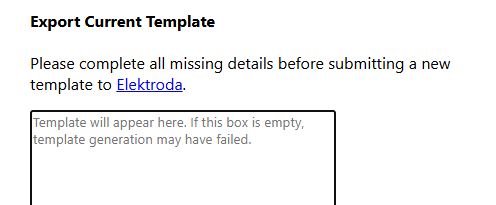 Template export form with empty text box and link to Elektroda