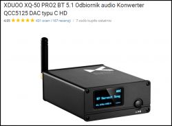 Odbiornik audio XDUOO XQ-50 PRO2 z wyświetlaczem OLED i anteną.