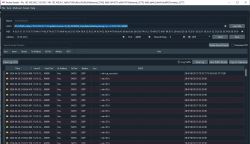 Packet Sender application window showing UDP request details and packet transfer logs.