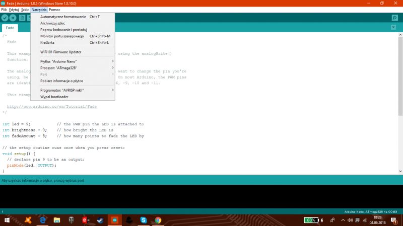Arduino Nano: Błąd połączenia COM3 i mrugający czerwony LED po lutowaniu