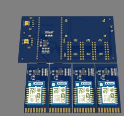 Wizualizacja płytek PCB z modułami WiFi ESP07 do amatorskiego radaru dronów
