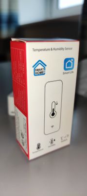 Smart Life Sensor Packaging Smart Life temperature and humidity sensor packaging.