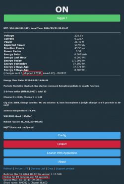 User interface monitoring energy data with information on skipped changes.