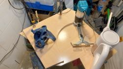 Workshop Construction of Arcade Machine Cabinet Working on an arcade machine cabinet project in a workshop.