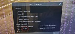 Ekran z informacjami o kamerze Dahua, z wyświetlaną rozdzielczością, protokołem i innymi parametrami.