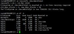 Terminal – Disk Space and Filesystem Resizing Screenshot of terminal with filesystem commands