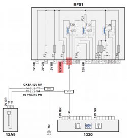 Peugeot Boxer 2.2 2013r.: Schemat podłączenia kontrolki DPF z przekaźnika świecy podgrzewającej