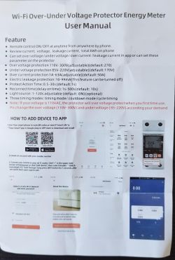 Wi-Fi Energy Meter User Manual with Voltage Protection User manual for an energy meter with voltage protection function.