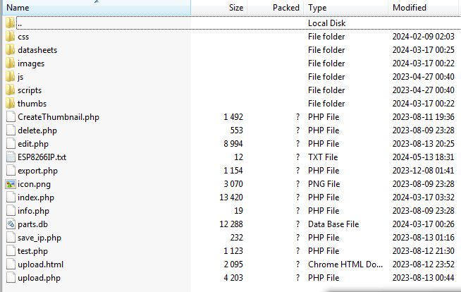 File List of the Smart Drawers Project Screenshot showing the file list of the smart workshop drawers project.