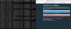 Screenshot showing console logs and OpenBK7231T web interface with OTA options.