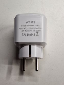 ATMT Smart Socket EU Mini Plug ATMT Smart Socket EU Mini plug on a white background.
