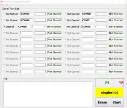 Screenshot of the LN Serial Downloader program showing a serial port list.