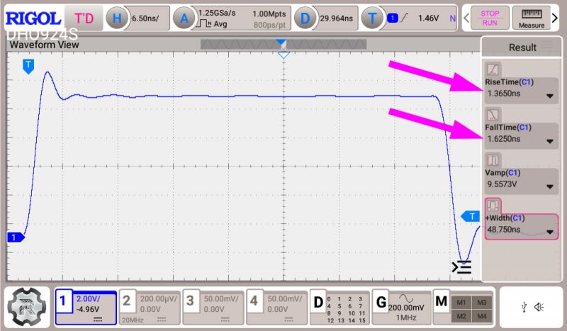 Rigol DHO924S w praktyce: pomiar czasu narastania