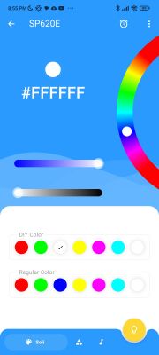 LED Controller App Interface App interface for controlling LED controller with color palette.