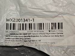 Shipping label for HD 1080P WiFi surveillance camera from China Shipping label with barcode and description of HD 1080P WiFi security camera