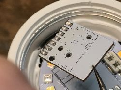WiFi Module from GU10 LED Bulb Close-up of the WiFi module board removed from a GU10 LED bulb.