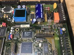 Interior of the old Saia PCD2.M120 automation controller with expansion modules