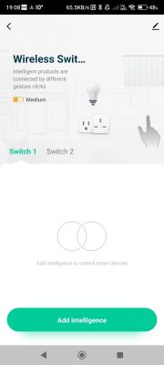 App interface for managing a wireless smart switch with different gesture clicks.