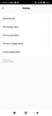 Alarm Settings in the App Screenshot of alarm settings in the app.