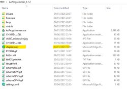 Screenshot of the AsProgrammer_2.1.2 folder with the file chiplist.xml highlighted.