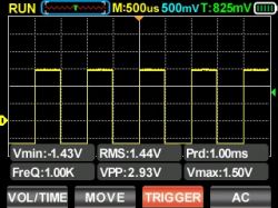Oscilloscope display showing an unstable waveform.