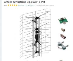 Antena zewnętrzna Dipol ASP-8 PM z elementami zestawu