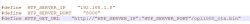 Code snippet defining server IP, port, and URL for OTA download.