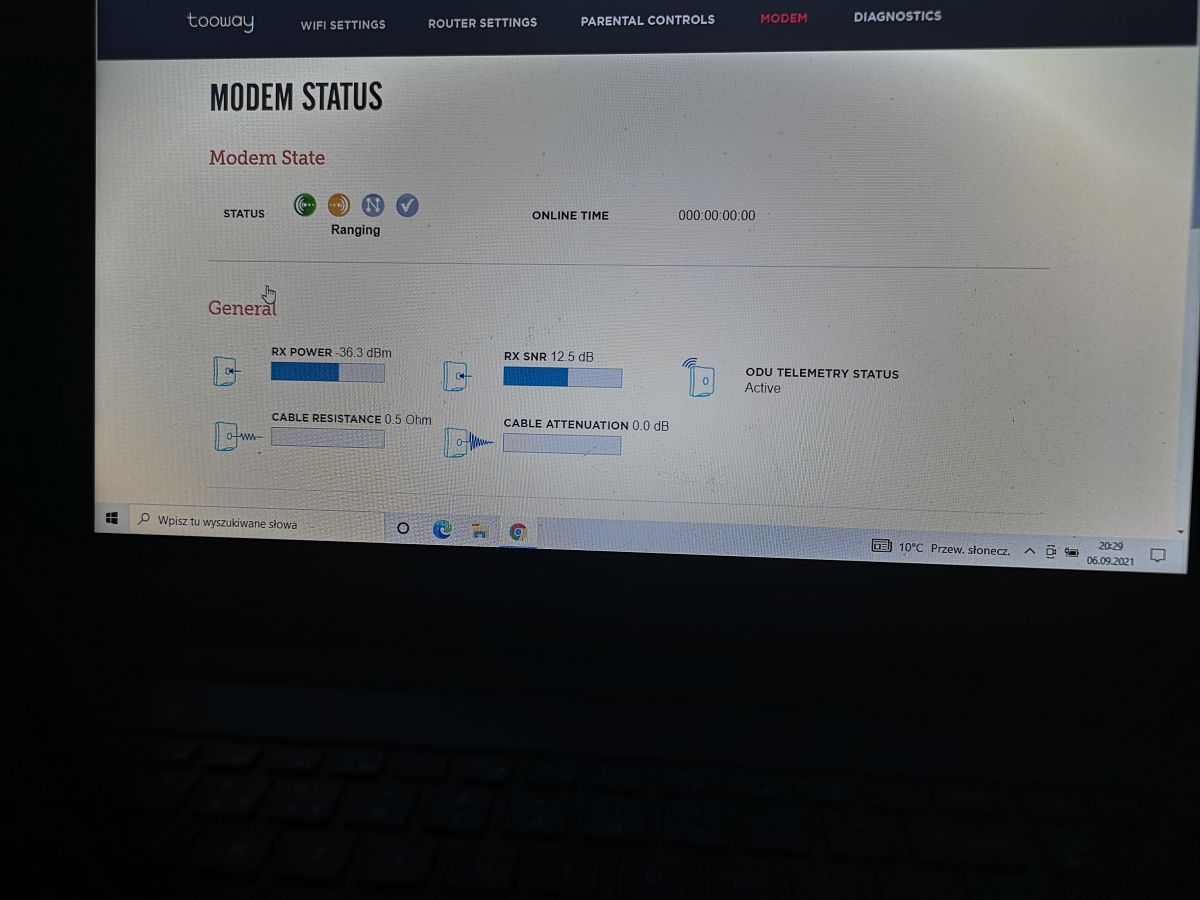 Konfiguracja internetu satelitarnego Tooway BIG Blue - błąd w ...