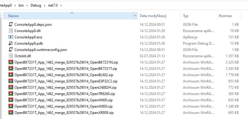 Screenshot of a folder containing application files and ZIP archives.