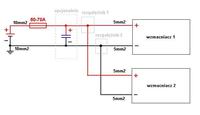 Konfiguracja zasilania 2 wzmacniaczy