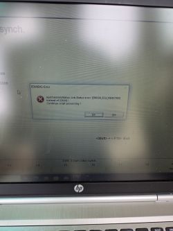 Ekran laptopa z oknem „EDIABAS-Error” i komunikatem „ERROR_ECU_REJECTED” oraz przyciskami Tak/Nie