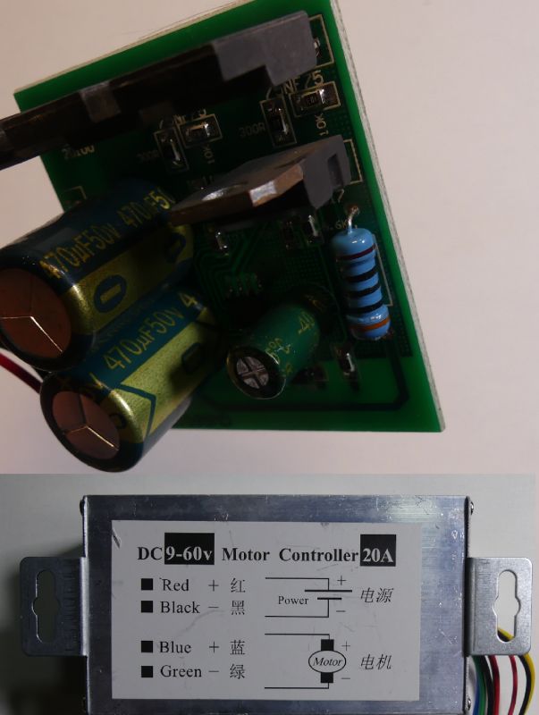 Kontroler silnika DC z elementami elektronicznymi.