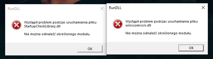Возникла ошибка при запуске winscomrssrv dll