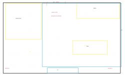 Plan pomieszczenia 20m2 z rozmieszczeniem mebli i sprzętu audio.