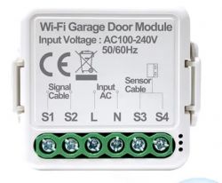 Wi-Fi garage door module with connection labels.