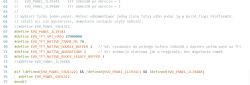 Code screenshot showing #define EVO_PANEL_ILI9341 selected with TFT settings and Polish comments.