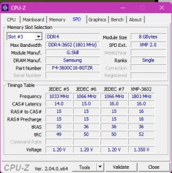 Zrzut ekranu programu CPU-Z pokazujący szczegóły pamięci RAM G.Skill.