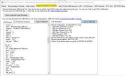 Screenshot of BK7231 Easy UART Flasher showing JSON config and LED pin mapping text