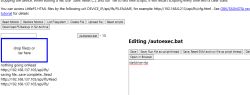 Screenshot of LittleFS file editor with the autoexec.bat file open.
