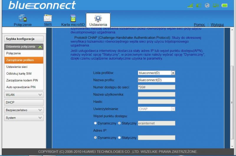 Huawei E5830 - nie odbiera internetu w sieci Virgin