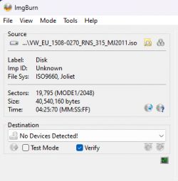 Screenshot der ImgBurn-Software mit CD-Disc-Informationen.