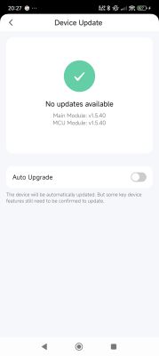 Device Update Screen Device update screen indicating no updates are available.