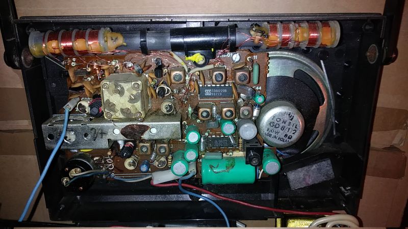 Interior of an old Polish radio receiver Ania R612 made by Unitra