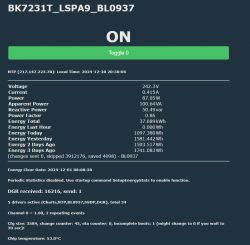 Energy Measurement of BK7231T_LSPA9_BL0937 Device Energy measurement screen of the BK7231T_LSPA9_BL0937 device.