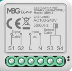 Widok złącza sterownika WiFi do bramy garażowej model SB012 marki MBG Line.