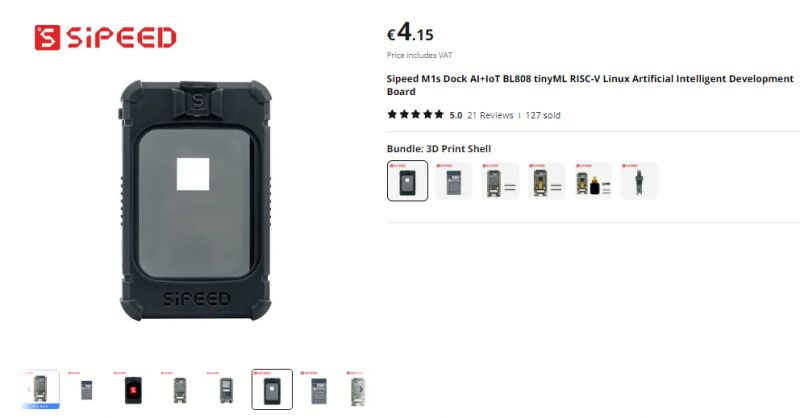 Sipeed M1s Dock Module Offer Image of Sipeed M1s Dock module offer with price and thumbnails of various views.
